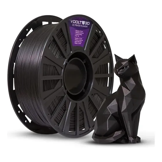 Filamento Pla Velvet Preto 1kg Impressão 3D Premium Voolt3D