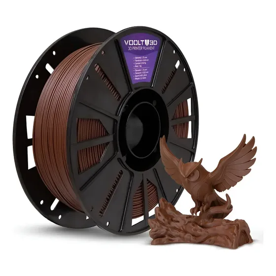 Filamento Impressão 3D Pla Marrom Madeira 1kg Premium Voolt3D